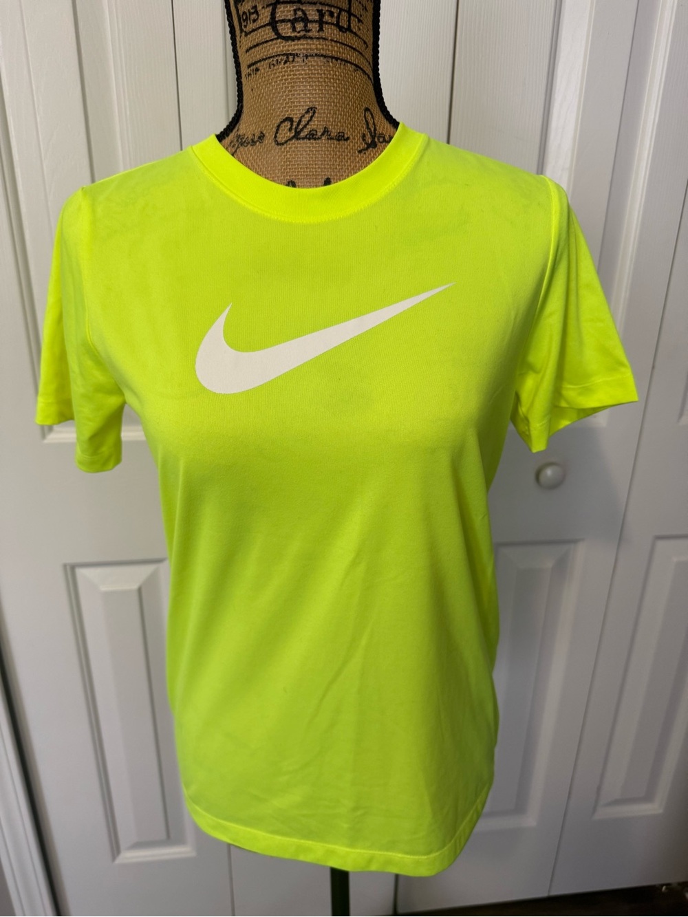 Nike Neon Yellow Short Sleeve Dri-FIT Tee with White Swoosh